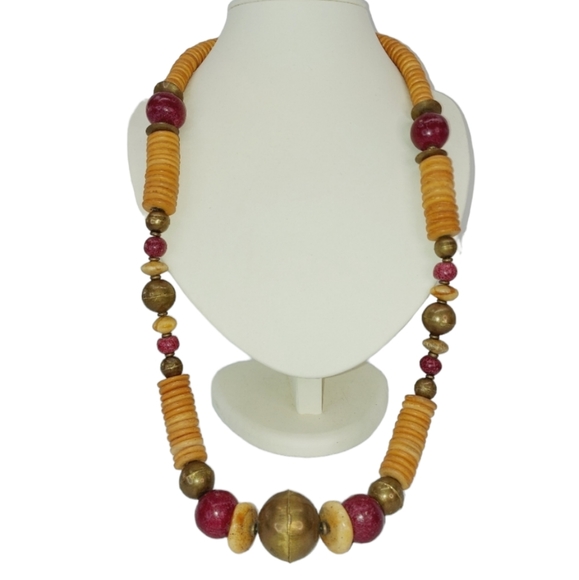* hand crafted Multi Color Wood Bead single Strand N - Picture 1 of 6